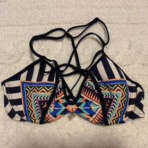 VS PINK | Aztec black and white striped strappy bikini top size L
